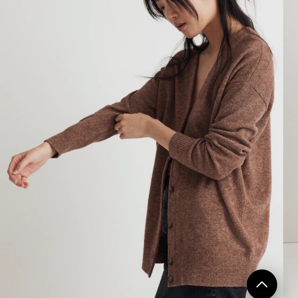 Madewell Wool Brown V-Neck Relaxed Cardigan - Picture 4 of 11